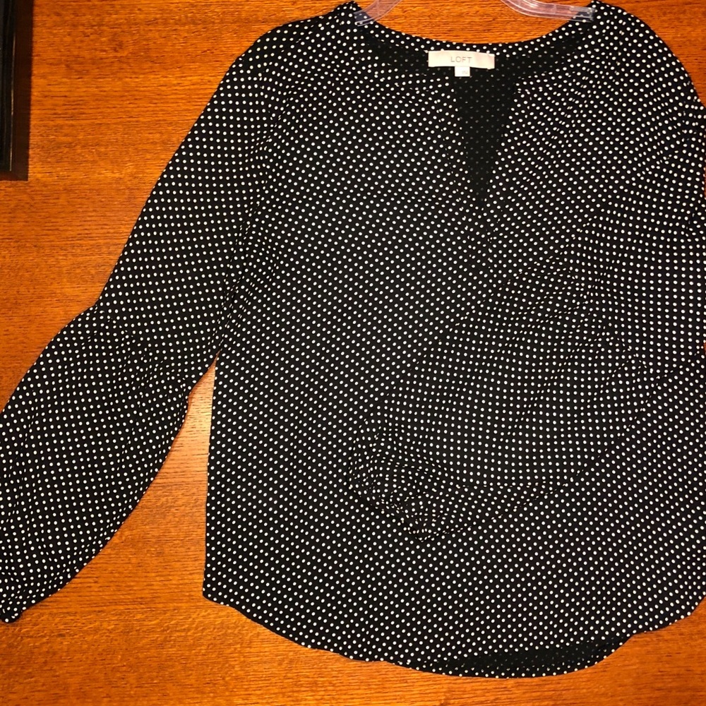 LOFT black and white polka dot blouse